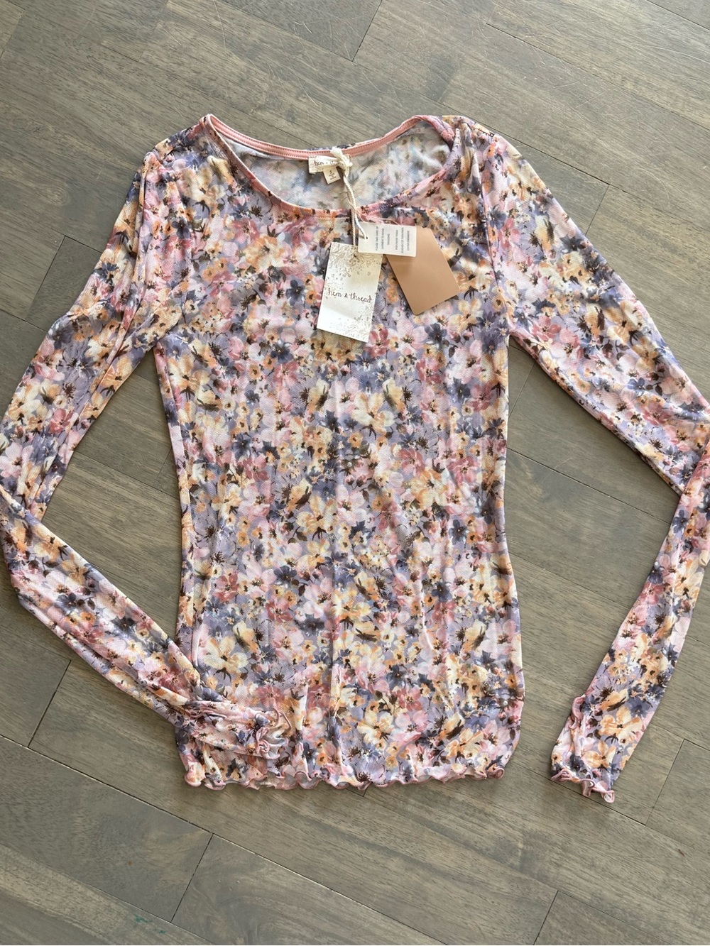 Hem & Thread Pink Multi Floral Long-Sleeve Scoop Neck Top